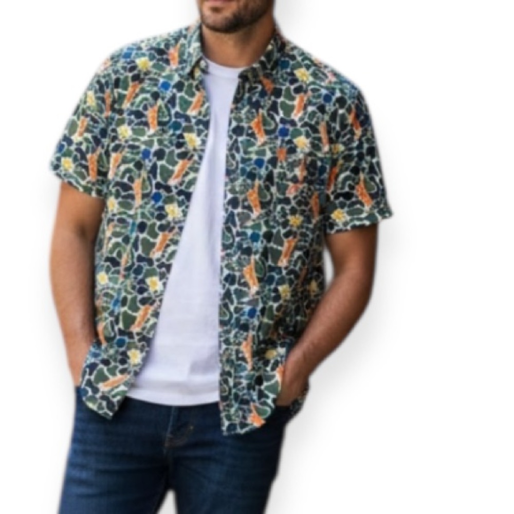 Tiger Hill Unisex Multicolor Button Down Shirt Right Front Quilted Pocket